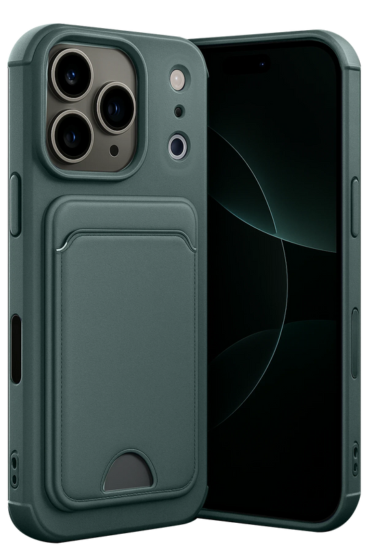 iPhone 17 Pro Max Kelvin Kartvizitli Silikon Kılıf - Koyu Yeşil