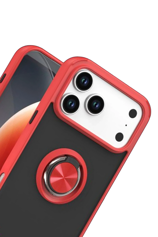 iPhone 17 Pro Max Montreal Yüzüklü Silikon Kapak Kılıf - Kırmızı 2