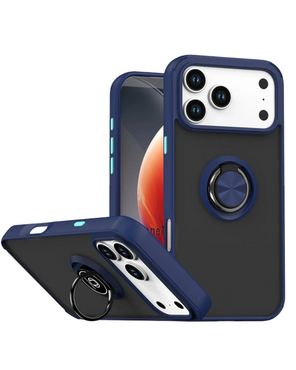 iPhone 17 Pro Max Montreal Yüzüklü Silikon Kapak Kılıf - Lacivert