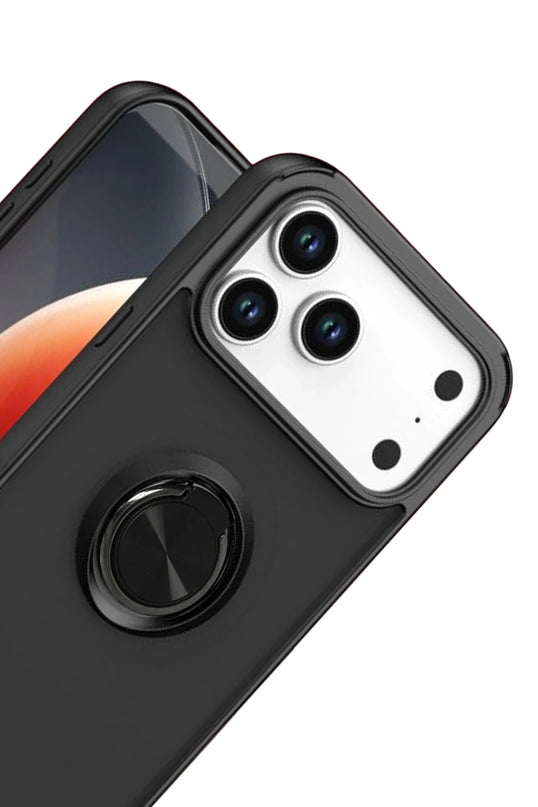iPhone 17 Pro Max Montreal Yüzüklü Silikon Kapak Kılıf - Siyah 2