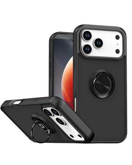 iPhone 17 Pro Max Montreal Yüzüklü Silikon Kapak Kılıf - Siyah