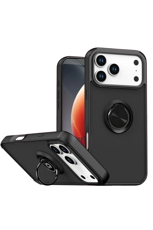iPhone 17 Pro Max Montreal Yüzüklü Silikon Kapak Kılıf - Siyah