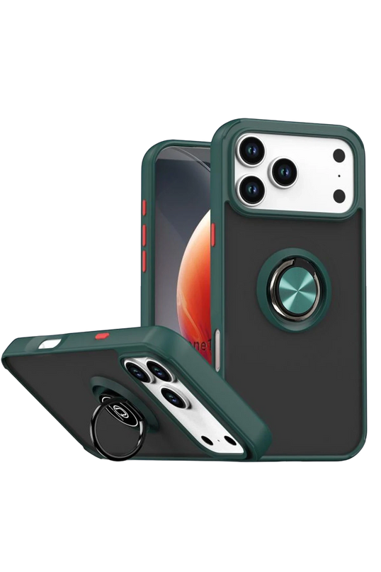 iPhone 17 Pro Max Montreal Yüzüklü Silikon Kapak Kılıf - Yeşil