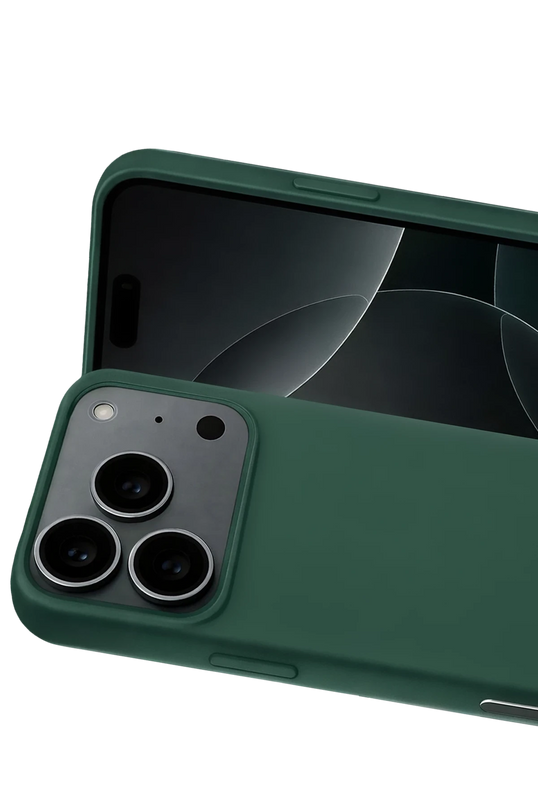 iPhone 17 Pro Max Nano içi Kadife Silikon Kılıf - Koyu Yeşil 2