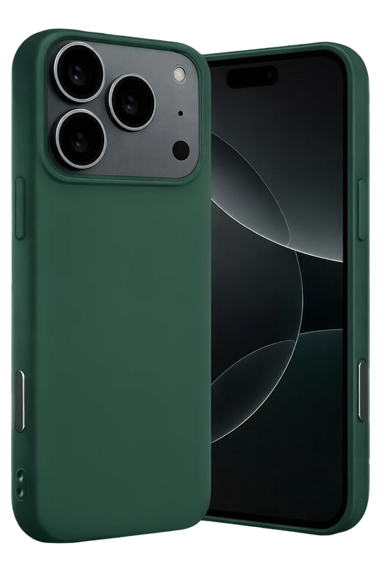 iPhone 17 Pro Max Nano içi Kadife Silikon Kılıf - Koyu Yeşil
