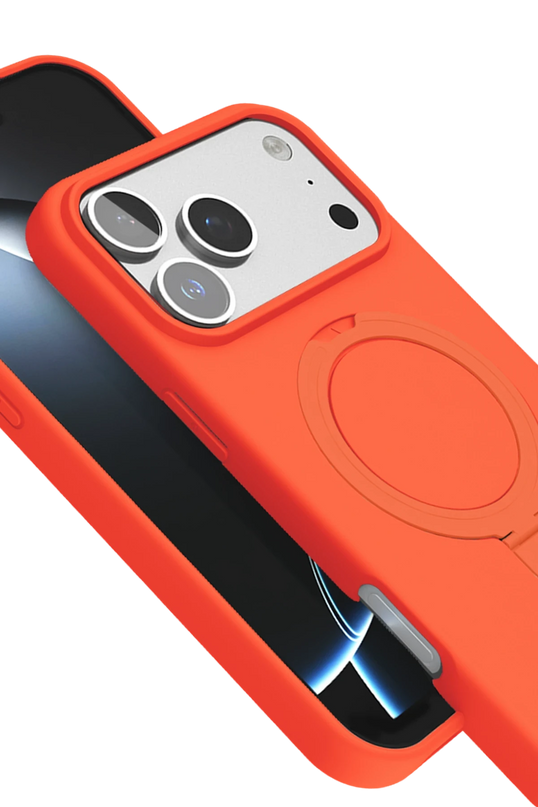 iPhone 17 Pro Max Regal Magsafe Standlı Kapak Kılıf - Turuncu 4