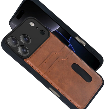 iPhone 17 Pro Max Sara Kartvizitli Deri Kılıf - Taba 2
