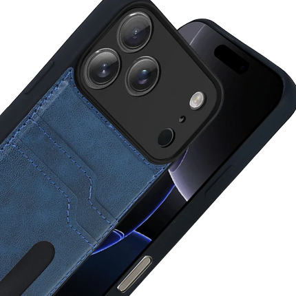 iPhone 17 Pro Sara Kartvizitli Deri Kılıf - Lacivert 3
