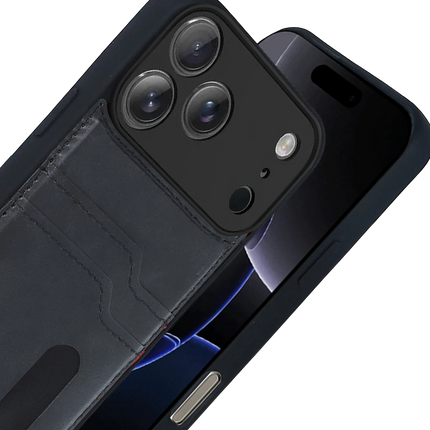 iPhone 17 Pro Sara Kartvizitli Deri Kılıf - Siyah 3