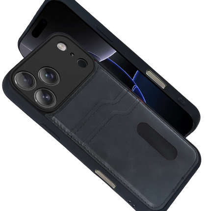 iPhone 17 Pro Sara Kartvizitli Deri Kılıf - Siyah 2