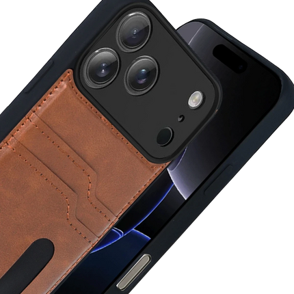 iPhone 17 Pro Sara Kartvizitli Deri Kılıf - Taba 3