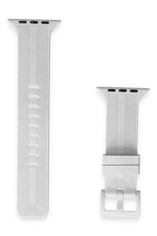Watch 38mm KR408 Çizgili Silikon Kordon - Beyaz 2
