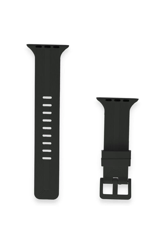 Watch 38mm KR408 Çizgili Silikon Kordon - Siyah 2