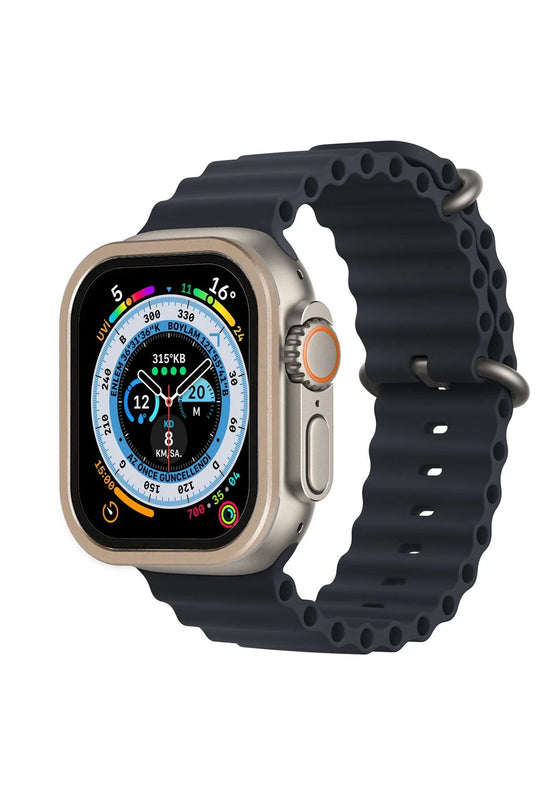 Watch Ultra 49mm Alüminyum Kasa Cam Ekran Koruyucu - Gold 2