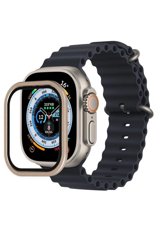 Watch Ultra 49mm Alüminyum Kasa Cam Ekran Koruyucu - Gold