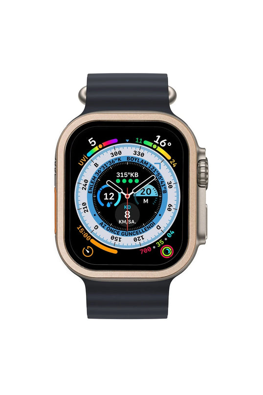 Watch Ultra 49mm Alüminyum Kasa Cam Ekran Koruyucu - Gold 3