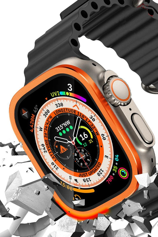 Watch Ultra 49mm Alüminyum Kasa Cam Ekran Koruyucu - Turuncu