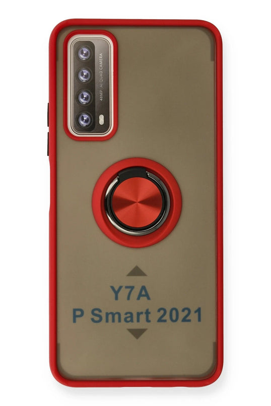 Huawei P Smart 2021 Montreal Yüzüklü Silikon Kapak Kılıf - Kırmızı