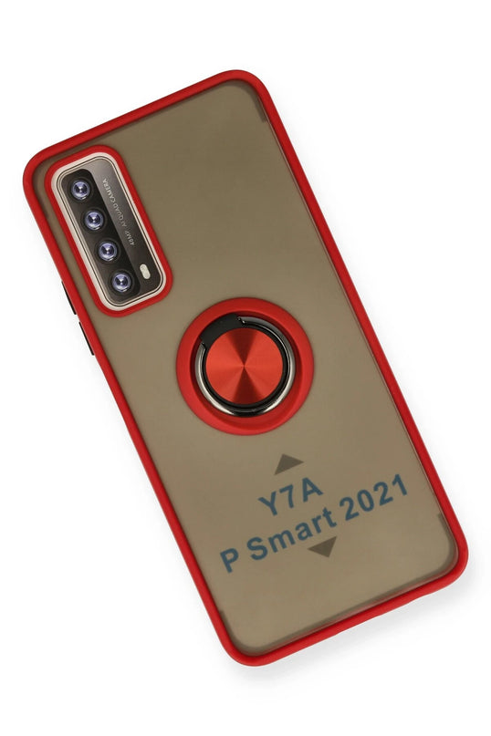 Huawei P Smart 2021 Montreal Yüzüklü Silikon Kapak Kılıf - Kırmızı 3