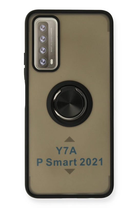 Huawei P Smart 2021 Montreal Yüzüklü Silikon Kapak Kılıf - Siyah
