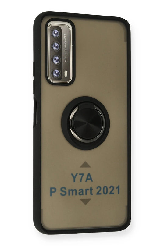 Huawei P Smart 2021 Montreal Yüzüklü Silikon Kapak Kılıf - Siyah 2