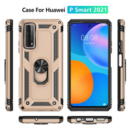 Huawei P Smart 2021 Sofya Yüzüklü Silikon Kapak Kılıf - Gold 3