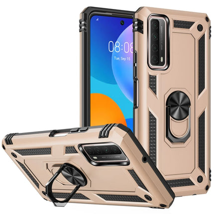 Huawei P Smart 2021 Sofya Yüzüklü Silikon Kapak Kılıf - Gold 2