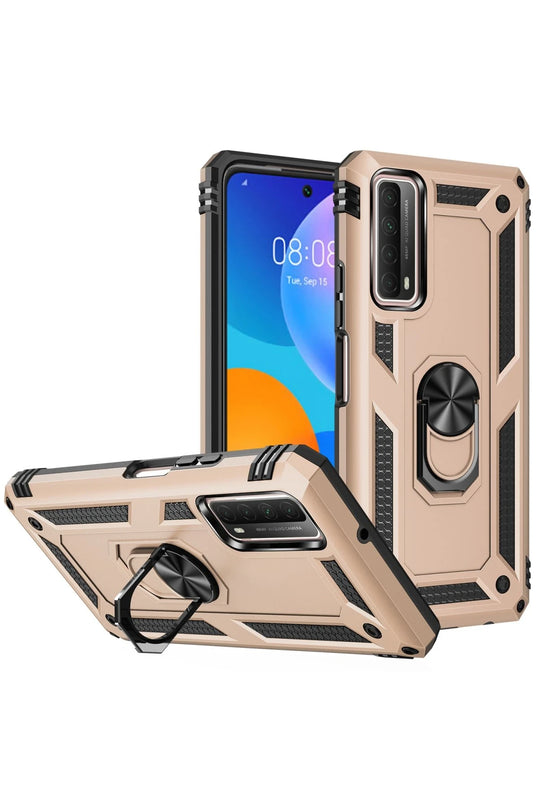Huawei P Smart 2021 Sofya Yüzüklü Silikon Kapak Kılıf - Gold 2