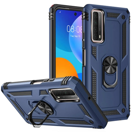 Huawei P Smart 2021 Sofya Yüzüklü Silikon Kapak Kılıf - Lacivert 2