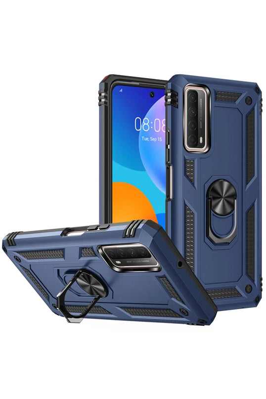 Huawei P Smart 2021 Sofya Yüzüklü Silikon Kapak Kılıf - Lacivert 2