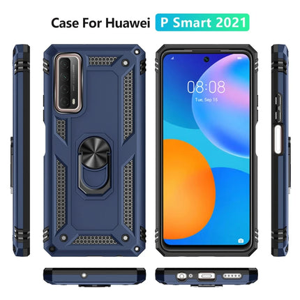 Huawei P Smart 2021 Sofya Yüzüklü Silikon Kapak Kılıf - Lacivert 3