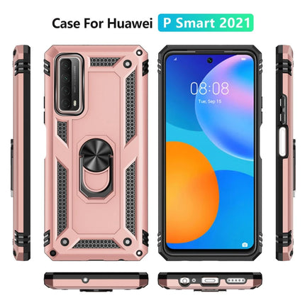 Huawei P Smart 2021 Sofya Yüzüklü Silikon Kapak Kılıf - Rose 3