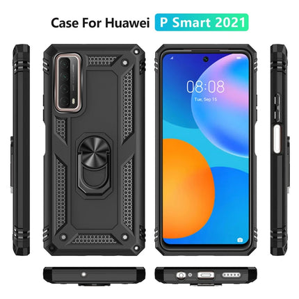 Huawei P Smart 2021 Sofya Yüzüklü Silikon Kapak Kılıf - Siyah 3