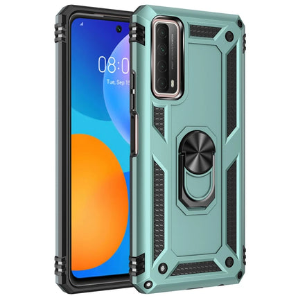 Huawei P Smart 2021 Sofya Yüzüklü Silikon Kapak Kılıf - Yeşil