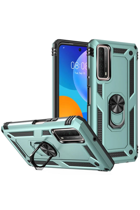 Huawei P Smart 2021 Sofya Yüzüklü Silikon Kapak Kılıf - Yeşil 2