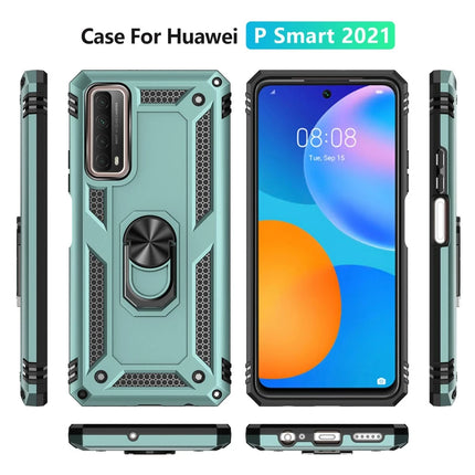 Huawei P Smart 2021 Sofya Yüzüklü Silikon Kapak Kılıf - Yeşil 3