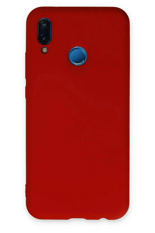 Huawei P20 Lite Nano içi Kadife Silikon Kılıf - Kırmızı