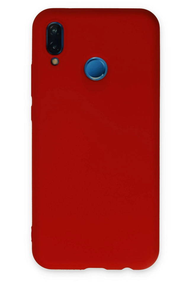 Huawei P20 Lite Nano içi Kadife Silikon Kılıf - Kırmızı