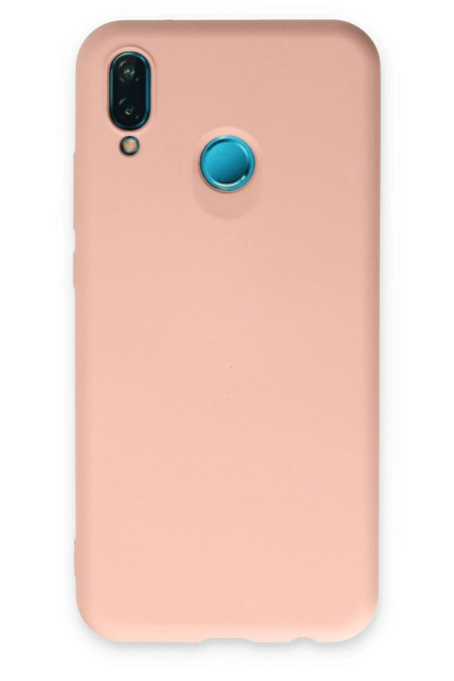 Huawei P20 Lite Nano içi Kadife Silikon Kılıf - Pudra