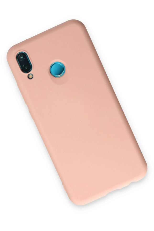 Huawei P20 Lite Nano içi Kadife Silikon Kılıf - Pudra 3