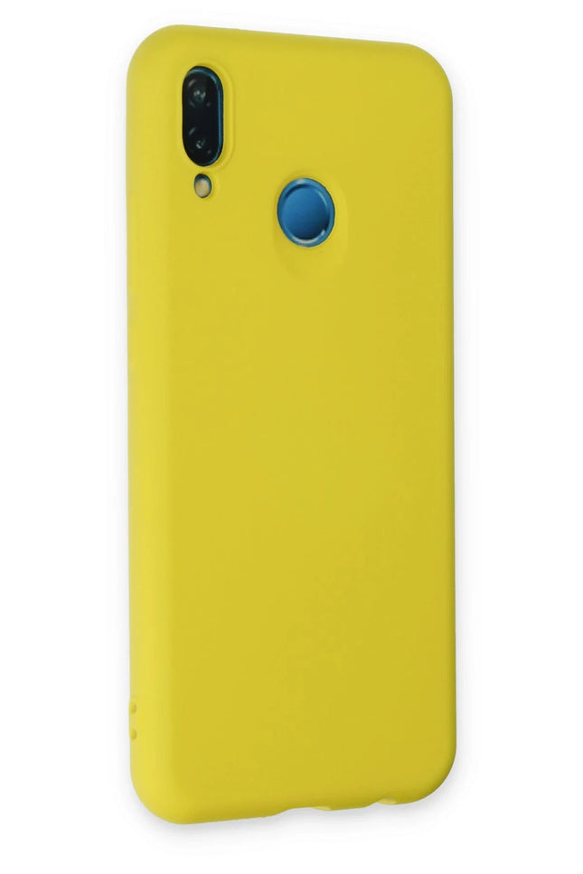 Huawei P20 Lite Nano içi Kadife Silikon Kılıf - Sarı 2