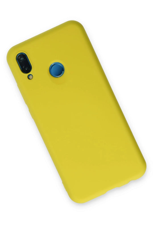 Huawei P20 Lite Nano içi Kadife Silikon Kılıf - Sarı 3