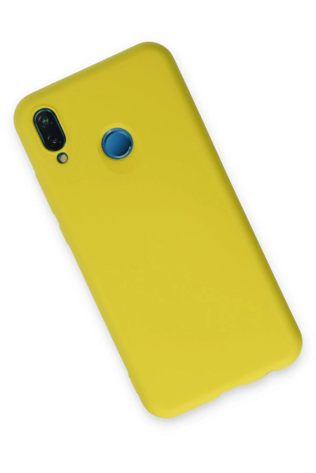 Huawei P20 Lite Nano içi Kadife Silikon Kılıf - Sarı 3