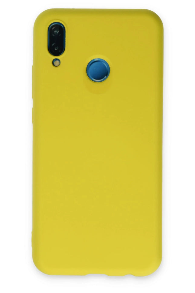 Huawei P20 Lite Nano içi Kadife Silikon Kılıf - Sarı
