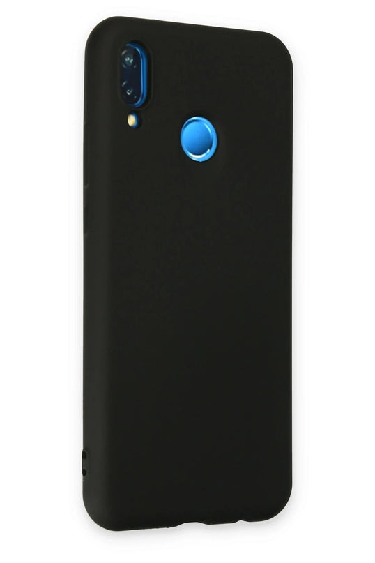 Huawei P20 Lite Nano içi Kadife Silikon Kılıf - Siyah 2