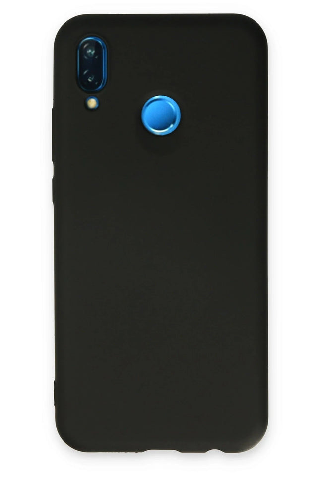 Huawei P20 Lite Nano içi Kadife Silikon Kılıf - Siyah