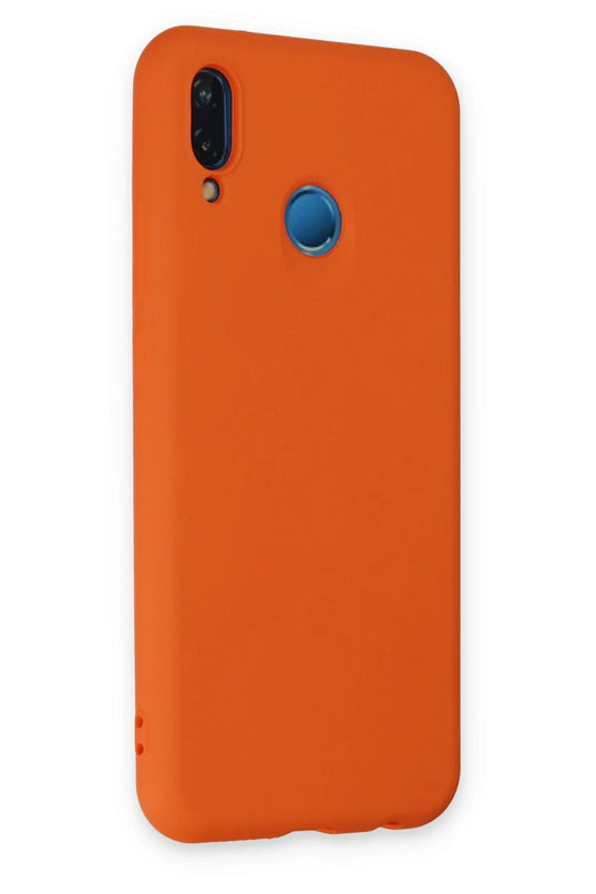Huawei P20 Lite Nano içi Kadife Silikon Kılıf - Turuncu 2