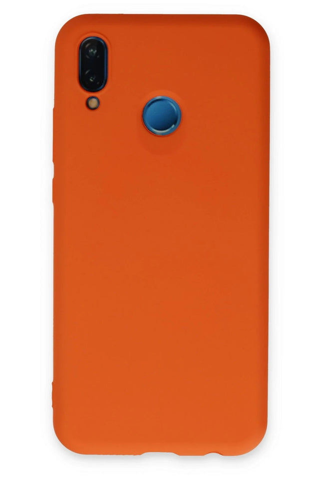 Huawei P20 Lite Nano içi Kadife Silikon Kılıf - Turuncu