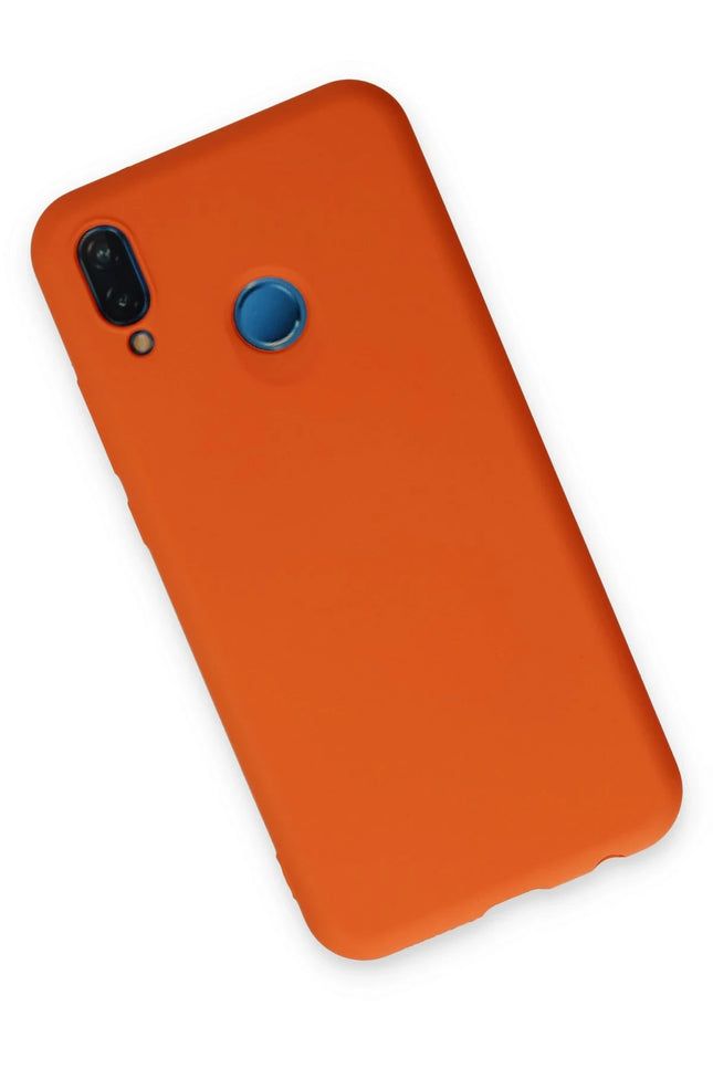 Huawei P20 Lite Nano içi Kadife Silikon Kılıf - Turuncu 3