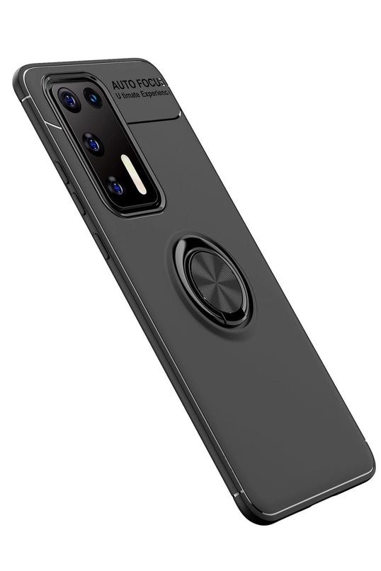 Huawei P40 Range Yüzüklü Silikon Kılıf - Siyah 2